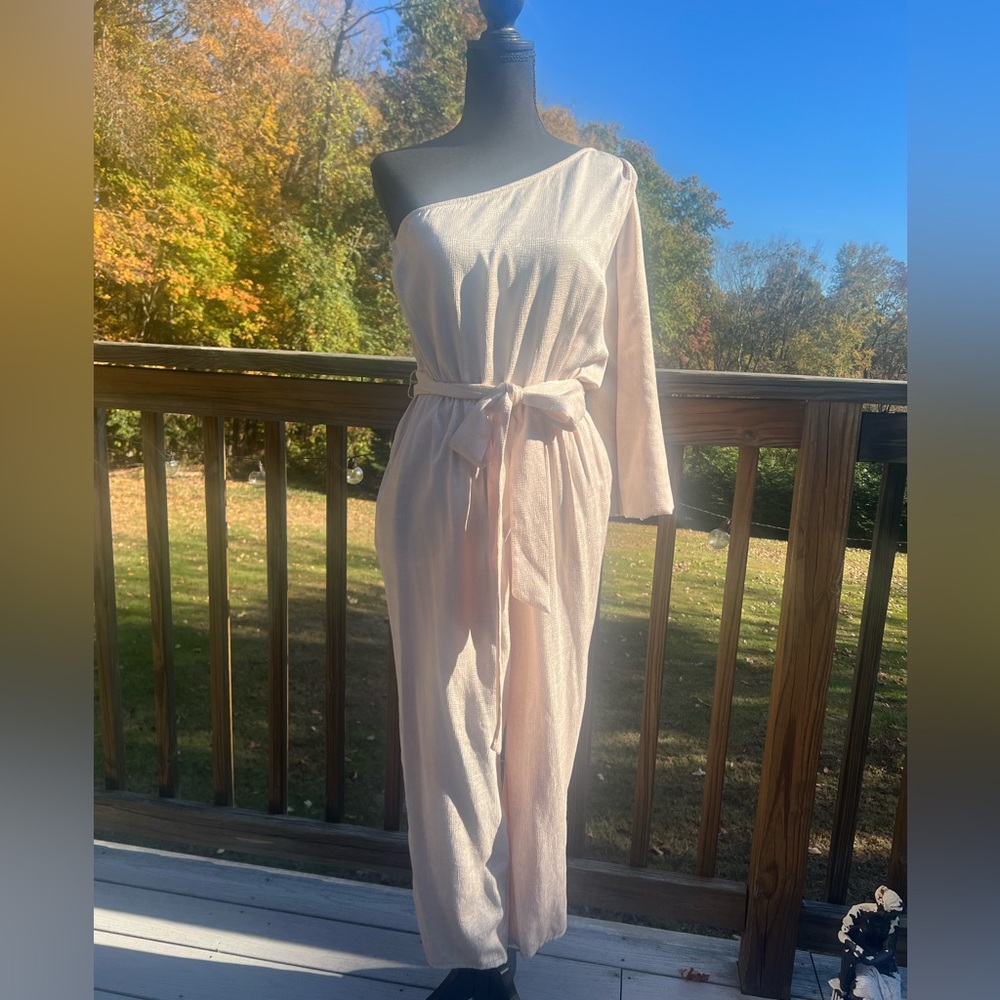 BCBMAXAZRIA Metallic One Shoulder
Jumpsuit